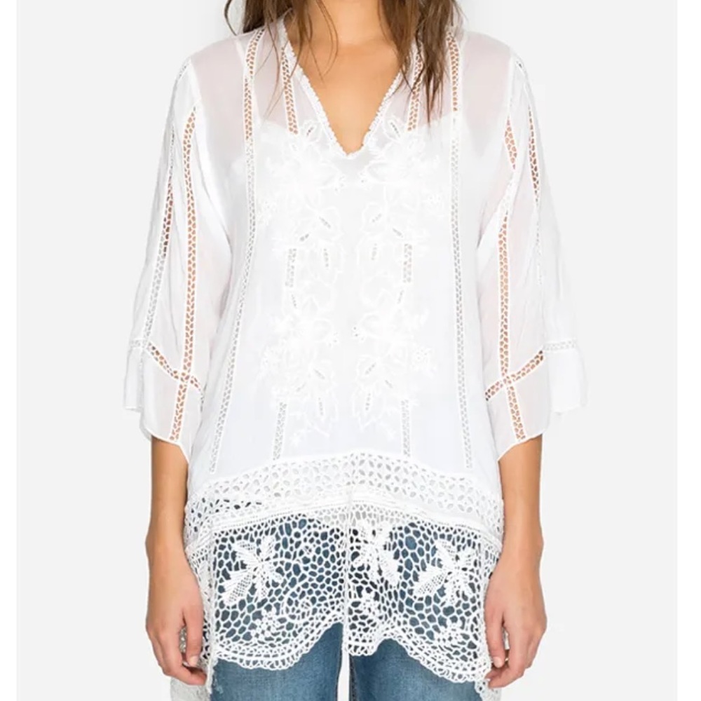 Johnny Was Elle Top, White, S